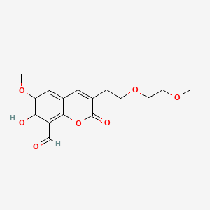 B560576 7-Hydroxy-6-methoxy-3-[2-(2-methoxyethoxy)ethyl]-4-methyl-2-oxochromene-8-carbaldehyde CAS No. 1338934-20-5