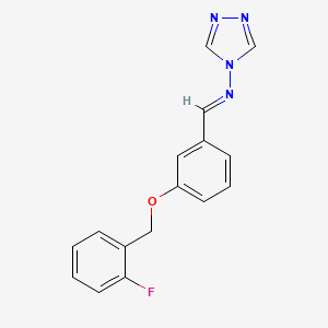 molecular formula C16H13FN4O B5605796 N-{3-[(2-fluorobenzyl)oxy]benzylidene}-4H-1,2,4-triazol-4-amine 