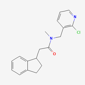 molecular formula C18H19ClN2O B5605803 N-[(2-chloro-3-pyridinyl)methyl]-2-(2,3-dihydro-1H-inden-1-yl)-N-methylacetamide 