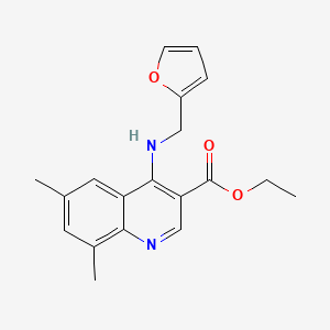 molecular formula C19H20N2O3 B5605811 ethyl 4-[(2-furylmethyl)amino]-6,8-dimethyl-3-quinolinecarboxylate 