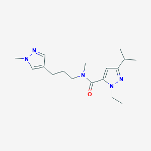 molecular formula C17H27N5O B5605848 1-ethyl-3-isopropyl-N-methyl-N-[3-(1-methyl-1H-pyrazol-4-yl)propyl]-1H-pyrazole-5-carboxamide 