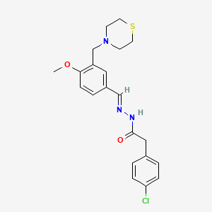 molecular formula C21H24ClN3O2S B5605897 2-(4-chlorophenyl)-N'-[4-methoxy-3-(4-thiomorpholinylmethyl)benzylidene]acetohydrazide 