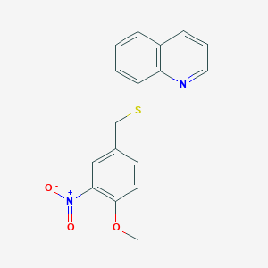 molecular formula C17H14N2O3S B5605927 8-{[(4-METHOXY-3-NITROPHENYL)METHYL]SULFANYL}QUINOLINE 