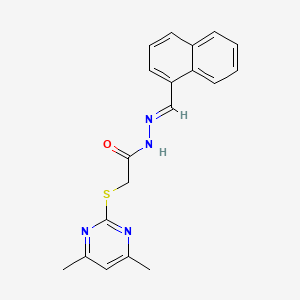 molecular formula C19H18N4OS B5605981 2-[(4,6-dimethyl-2-pyrimidinyl)thio]-N'-(1-naphthylmethylene)acetohydrazide 