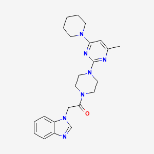 1-(2-{4-[4-methyl-6-(1-piperidinyl)-2-pyrimidinyl]-1-piperazinyl}-2-oxoethyl)-1H-benzimidazole