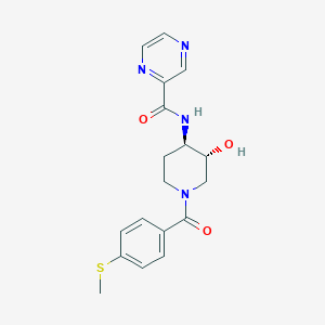 molecular formula C18H20N4O3S B5606179 N-{(3R*,4R*)-3-hydroxy-1-[4-(methylthio)benzoyl]piperidin-4-yl}pyrazine-2-carboxamide 