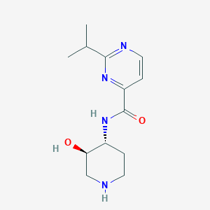 molecular formula C13H20N4O2 B5606182 N-[rel-(3R,4R)-3-hydroxy-4-piperidinyl]-2-isopropyl-4-pyrimidinecarboxamide hydrochloride 