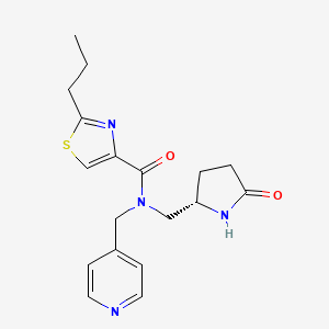 molecular formula C18H22N4O2S B5606230 N-{[(2S)-5-oxo-2-pyrrolidinyl]methyl}-2-propyl-N-(4-pyridinylmethyl)-1,3-thiazole-4-carboxamide 