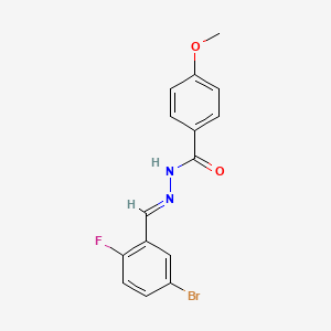 molecular formula C15H12BrFN2O2 B5606281 N-[(E)-(5-bromo-2-fluorophenyl)methylideneamino]-4-methoxybenzamide 