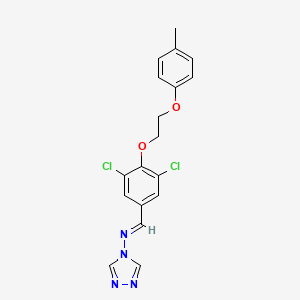 molecular formula C18H16Cl2N4O2 B5606325 N-[(E)-{3,5-dichloro-4-[2-(4-methylphenoxy)ethoxy]phenyl}methylidene]-4H-1,2,4-triazol-4-amine 