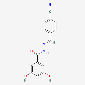 molecular formula C15H11N3O3 B5606330 N'-(4-cyanobenzylidene)-3,5-dihydroxybenzohydrazide 