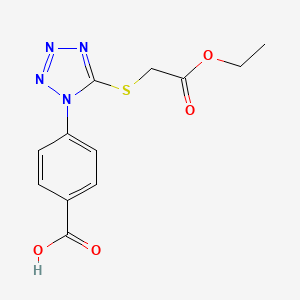 molecular formula C12H12N4O4S B5606360 4-{5-[(2-ethoxy-2-oxoethyl)thio]-1H-tetrazol-1-yl}benzoic acid 