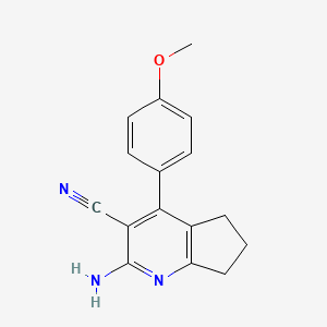 molecular formula C16H15N3O B5606364 2-氨基-4-(4-甲氧苯基)-6,7-二氢-5H-环戊[b]吡啶-3-腈 