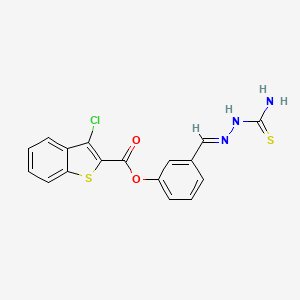 3-[2-(aminocarbonothioyl)carbonohydrazonoyl]phenyl 3-chloro-1-benzothiophene-2-carboxylate