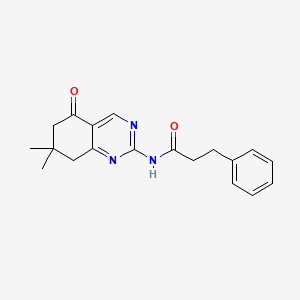 molecular formula C19H21N3O2 B5606442 N-(7,7-dimethyl-5-oxo-5,6,7,8-tetrahydro-2-quinazolinyl)-3-phenylpropanamide 