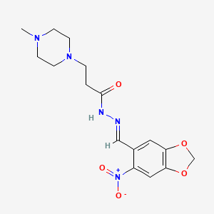 molecular formula C16H21N5O5 B5606500 3-(4-methyl-1-piperazinyl)-N'-[(6-nitro-1,3-benzodioxol-5-yl)methylene]propanohydrazide 