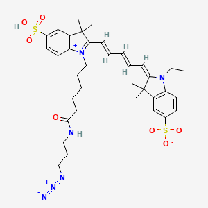 molecular formula C₃₆H₄₆N₆O₇S₂ B560655 (2E)-2-[(2E,4E)-5-[1-[6-(3-azidopropylamino)-6-oxohexyl]-3,3-dimethyl-5-sulfoindol-1-ium-2-yl]penta-2,4-dienylidene]-1-ethyl-3,3-dimethylindole-5-sulfonate CAS No. 1621101-43-6