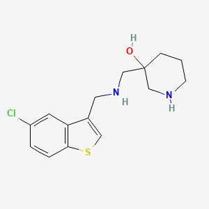 molecular formula C15H19ClN2OS B5606596 3-({[(5-chloro-1-benzothien-3-yl)methyl]amino}methyl)-3-piperidinol dihydrochloride 