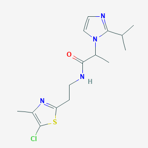 molecular formula C15H21ClN4OS B5606599 N-[2-(5-chloro-4-methyl-1,3-thiazol-2-yl)ethyl]-2-(2-isopropyl-1H-imidazol-1-yl)propanamide 