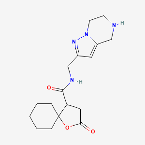 2-oxo-N-(4,5,6,7-tetrahydropyrazolo[1,5-a]pyrazin-2-ylmethyl)-1-oxaspiro[4.5]decane-4-carboxamide hydrochloride