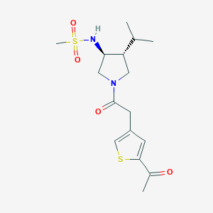 molecular formula C16H24N2O4S2 B5606771 N-{(3S*,4R*)-1-[(5-acetyl-3-thienyl)acetyl]-4-isopropylpyrrolidin-3-yl}methanesulfonamide 