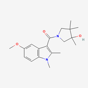 molecular formula C19H26N2O3 B5606876 1-[(5-methoxy-1,2-dimethyl-1H-indol-3-yl)carbonyl]-3,4,4-trimethylpyrrolidin-3-ol 