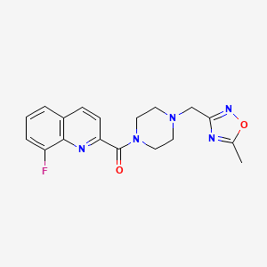 molecular formula C18H18FN5O2 B5606883 8-fluoro-2-({4-[(5-methyl-1,2,4-oxadiazol-3-yl)methyl]-1-piperazinyl}carbonyl)quinoline 