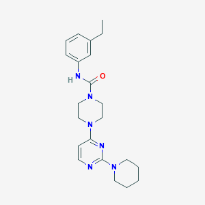 molecular formula C22H30N6O B5606888 N-(3-ethylphenyl)-4-[2-(1-piperidinyl)-4-pyrimidinyl]-1-piperazinecarboxamide 