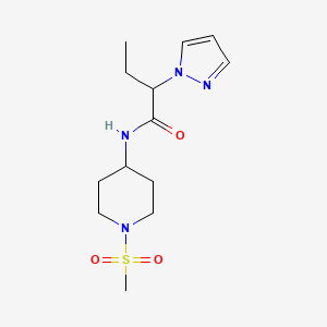 molecular formula C13H22N4O3S B5606897 N-[1-(methylsulfonyl)-4-piperidinyl]-2-(1H-pyrazol-1-yl)butanamide 