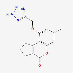 molecular formula C15H14N4O3 B5606903 7-methyl-9-(1H-tetrazol-5-ylmethoxy)-2,3-dihydrocyclopenta[c]chromen-4(1H)-one 