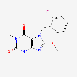 molecular formula C15H15FN4O3 B5606905 7-(2-fluorobenzyl)-8-methoxy-1,3-dimethyl-3,7-dihydro-1H-purine-2,6-dione 