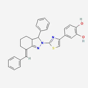 molecular formula C29H25N3O2S B5606912 4-[2-(7-benzylidene-3-phenyl-3,3a,4,5,6,7-hexahydro-2H-indazol-2-yl)-1,3-thiazol-4-yl]-1,2-benzenediol 