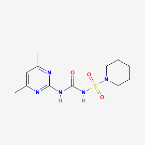 molecular formula C12H19N5O3S B5606915 N-{[(4,6-dimethyl-2-pyrimidinyl)amino]carbonyl}-1-piperidinesulfonamide 