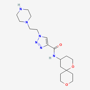 molecular formula C18H30N6O3 B5606927 N-1,9-dioxaspiro[5.5]undec-4-yl-1-[2-(1-piperazinyl)ethyl]-1H-1,2,3-triazole-4-carboxamide hydrochloride 