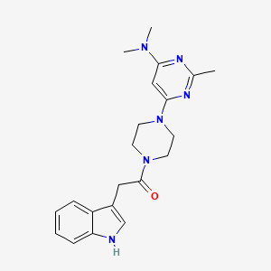 molecular formula C21H26N6O B5607012 6-[4-(1H-indol-3-ylacetyl)-1-piperazinyl]-N,N,2-trimethyl-4-pyrimidinamine 