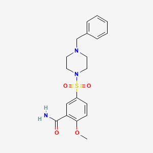 molecular formula C19H23N3O4S B5607016 5-(4-Benzylpiperazin-1-yl)sulfonyl-2-methoxybenzamide 