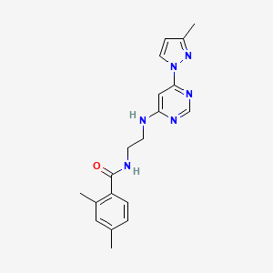 molecular formula C19H22N6O B5607024 2,4-dimethyl-N-(2-{[6-(3-methyl-1H-pyrazol-1-yl)-4-pyrimidinyl]amino}ethyl)benzamide 