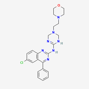 molecular formula C23H26ClN7O B5607029 6-chloro-N-[5-(2-morpholin-4-ylethyl)-1,3,5-triazinan-2-ylidene]-4-phenylquinazolin-2-amine 