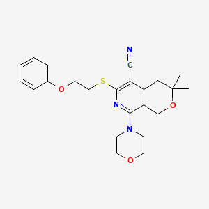 molecular formula C23H27N3O3S B5607106 3,3-DIMETHYL-8-(MORPHOLIN-4-YL)-6-[(2-PHENOXYETHYL)SULFANYL]-1H,3H,4H-PYRANO[3,4-C]PYRIDINE-5-CARBONITRILE 