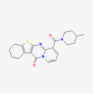 molecular formula C21H23N3O2S B5607175 7-[(4-methyl-1-piperidinyl)carbonyl]-1,2,3,4-tetrahydro-12H-[1]benzothieno[2,3-d]pyrido[1,2-a]pyrimidin-12-one 