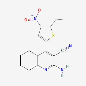 molecular formula C16H16N4O2S B5607218 2-amino-4-(5-ethyl-4-nitro-2-thienyl)-5,6,7,8-tetrahydro-3-quinolinecarbonitrile 