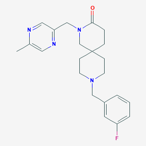 molecular formula C22H27FN4O B5607233 9-(3-fluorobenzyl)-2-[(5-methylpyrazin-2-yl)methyl]-2,9-diazaspiro[5.5]undecan-3-one 