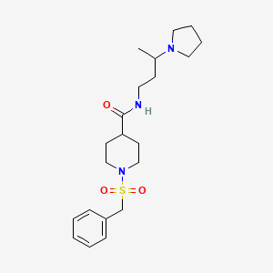 molecular formula C21H33N3O3S B5607234 1-(benzylsulfonyl)-N-[3-(1-pyrrolidinyl)butyl]-4-piperidinecarboxamide 