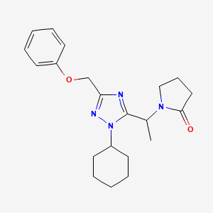 molecular formula C21H28N4O2 B5607266 1-{1-[1-cyclohexyl-3-(phenoxymethyl)-1H-1,2,4-triazol-5-yl]ethyl}pyrrolidin-2-one 