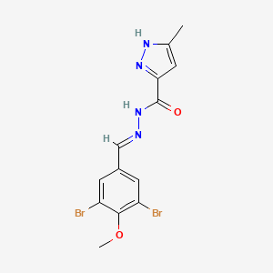 molecular formula C13H12Br2N4O2 B5607314 N'-(3,5-dibromo-4-methoxybenzylidene)-3-methyl-1H-pyrazole-5-carbohydrazide 