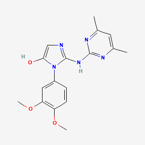 molecular formula C17H19N5O3 B5607357 1-(3,4-dimethoxyphenyl)-2-[(4,6-dimethyl-2-pyrimidinyl)amino]-1H-imidazol-5-ol 