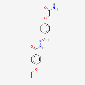 molecular formula C18H19N3O4 B5607387 2-{4-[2-(4-ethoxybenzoyl)carbonohydrazonoyl]phenoxy}acetamide 