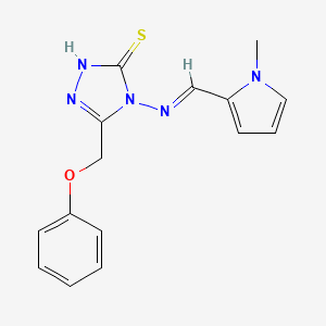 molecular formula C15H15N5OS B5607405 4-{[(E)-(1-methyl-1H-pyrrol-2-yl)methylidene]amino}-5-(phenoxymethyl)-4H-1,2,4-triazole-3-thiol 