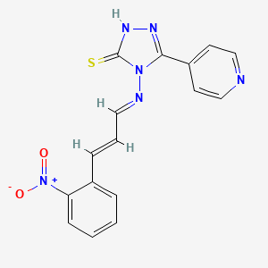 4-{[3-(2-nitrophenyl)-2-propen-1-ylidene]amino}-5-(4-pyridinyl)-4H-1,2,4-triazole-3-thiol