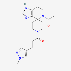 molecular formula C19H26N6O2 B5607427 5-acetyl-1'-[3-(1-methyl-1H-pyrazol-4-yl)propanoyl]-1,5,6,7-tetrahydrospiro[imidazo[4,5-c]pyridine-4,4'-piperidine] 